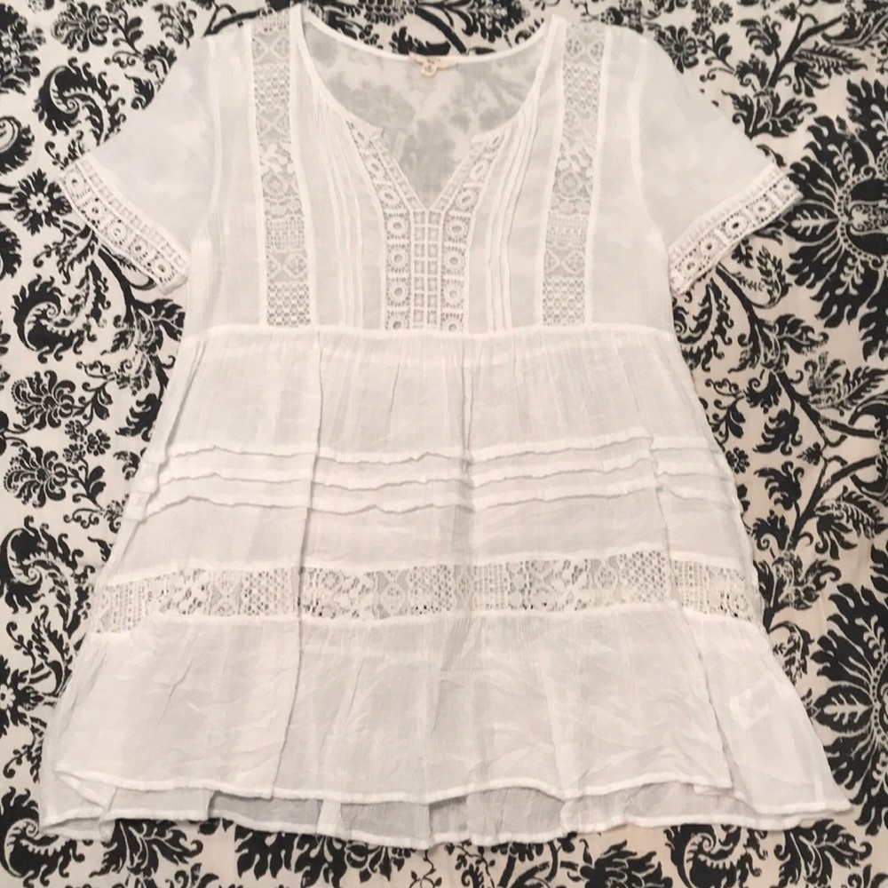 White Crochet Lace Shirt